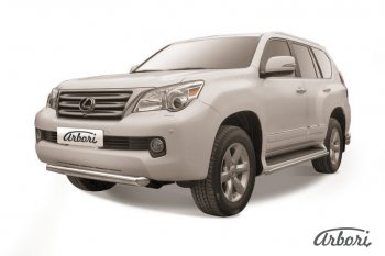 Защита переднего бампера Arbori (черная, 1 труба d76 mm). Lexus GX460  J150 (2009-2013) дорестайлинг