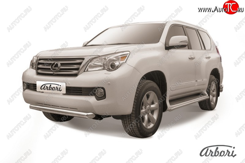 12 329 р. Защита переднего бампера Arbori (черная, 1 труба d76 mm).  Lexus GX460  J150 (2009-2013) дорестайлинг  с доставкой в г. Пермь