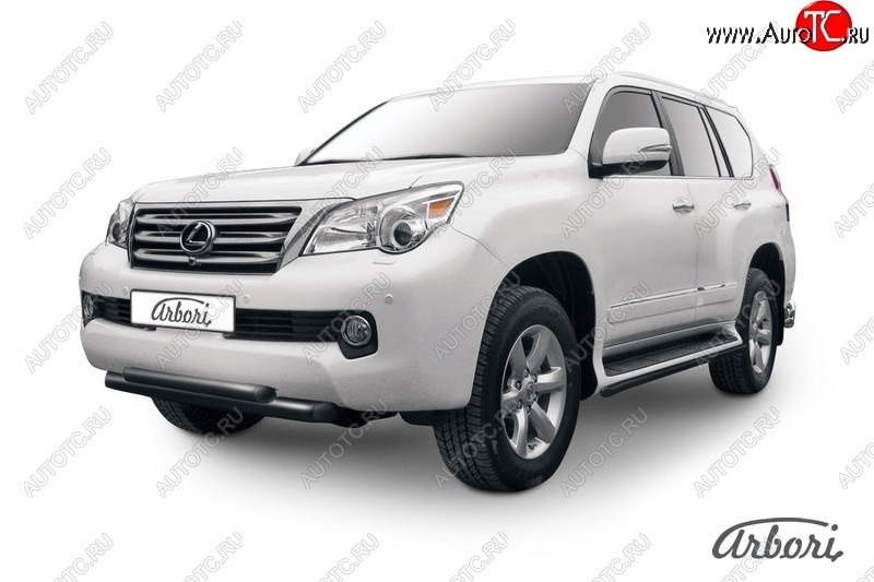 11 789 р. Защита переднего бампера Arbori (черная, 2 трубы d76 и 57 mm)  Lexus GX460  J150 (2009-2013) дорестайлинг  с доставкой в г. Пермь