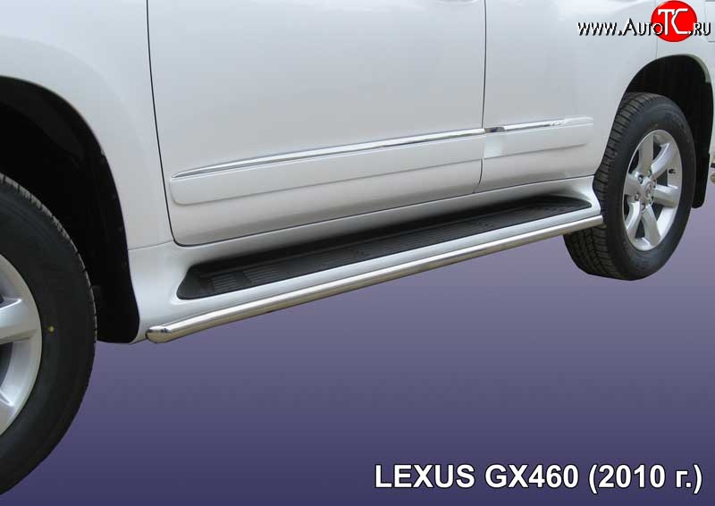15 699 р. Защита штатных порогов из круглой трубы диаметром 42 мм Slitkoff Lexus GX460 J150 дорестайлинг (2009-2013) (Нержавейка, Полированная)  с доставкой в г. Пермь