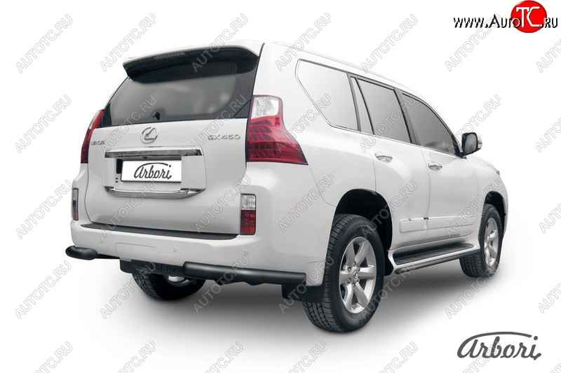 9 269 р. Защита заднего бампера Arbori (уголки, черная, 1 труба d76 mm). Lexus GX460 J150 дорестайлинг (2009-2013)  с доставкой в г. Пермь