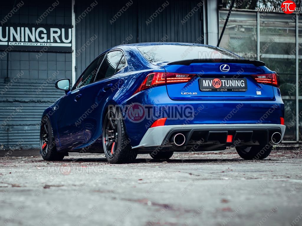 16 499 р. Диффузор заднего бампера MV tuning (со стоп сигналом и килями)  Lexus IS250  XE30 седан (2013-2016) дорестайлинг (Неокрашенный)  с доставкой в г. Пермь
