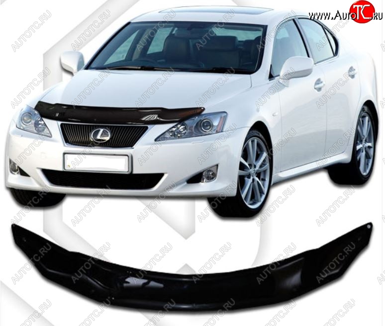 2 079 р. Дефлектор капота CA-Plastic  Lexus IS250  XE20 (2005-2013) седан дорестайлинг (Classic черный, Без надписи)  с доставкой в г. Пермь