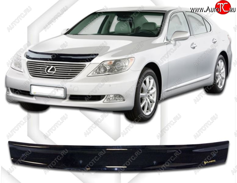 1 839 р. Дефлектор капота CA-Plastic Lexus LS460 XF40 дорестайлинг (2006-2009) (Classic черный, Без надписи)  с доставкой в г. Пермь