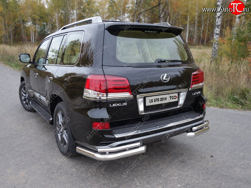 29 449 р. Защита заднего бампера (уголки двойные) Sport ТСС 76,1/42,4 мм Lexus LX570 J200 1-ый рестайлинг (2012-2015)  с доставкой в г. Пермь