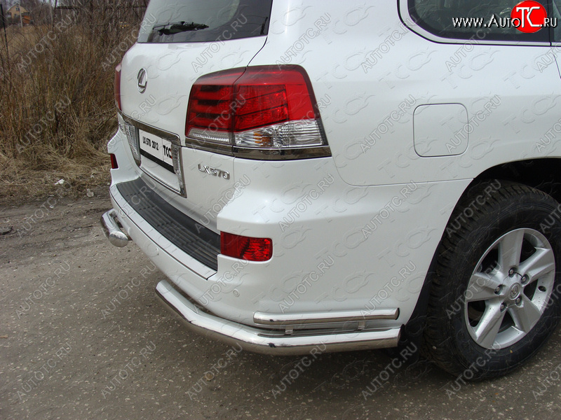 29 449 р. Защита заднего бампера (уголки двойные) (кроме F-Sport) ТСС 76,1/42,4 мм Lexus LX570 J200 1-ый рестайлинг (2012-2015)  с доставкой в г. Пермь
