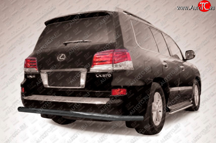 15 699 р. Защита заднего бампера Slitkoff (Ø 76, радиусная) Lexus LX570 J200 1-ый рестайлинг (2012-2015) (Сталь с полимерным покрытием. Цвет: черный)  с доставкой в г. Пермь
