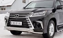 20 199 р. Защита переднего бампера (2 трубы Ø42 мм, нержавейка) Petroil Tuning Lexus LX450d J200 2-ой рестайлинг (2015-2022)  с доставкой в г. Пермь. Увеличить фотографию 4