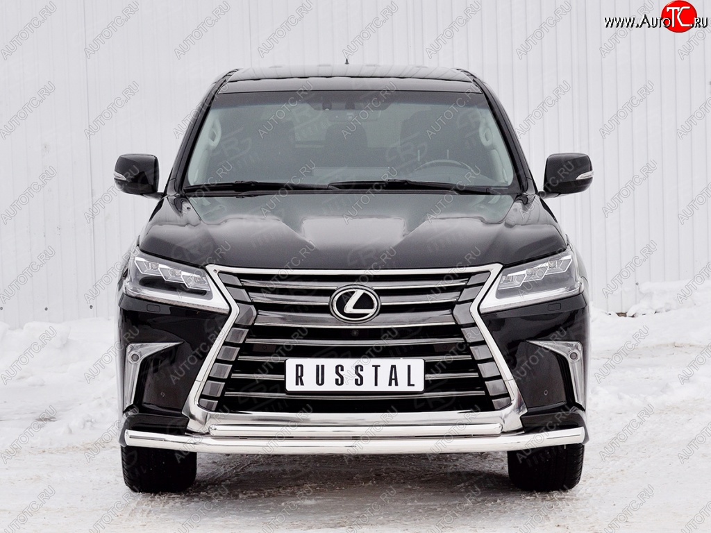 20 999 р. Защита переднего бампера (2 трубыØ63 и 42 мм, нержавейка) SLITKOFF  Lexus LX450d  J200 (2015-2022) 2-ой рестайлинг  с доставкой в г. Пермь