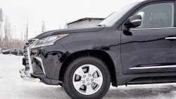 22 699 р. Защита переднего бампера (2 трубыØ63 мм, нержавейка) SLITKOFF Lexus LX450d J200 2-ой рестайлинг (2015-2022)  с доставкой в г. Пермь. Увеличить фотографию 3