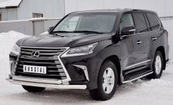 23 999 р. Защита переднего бампера (2 трубыØ76 и 63 мм, нержавейка) SLITKOFF Lexus LX450d J200 2-ой рестайлинг (2015-2022)  с доставкой в г. Пермь. Увеличить фотографию 2