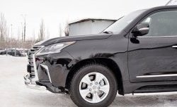 23 999 р. Защита переднего бампера (2 трубыØ76 и 63 мм, нержавейка) SLITKOFF Lexus LX450d J200 2-ой рестайлинг (2015-2022)  с доставкой в г. Пермь. Увеличить фотографию 3