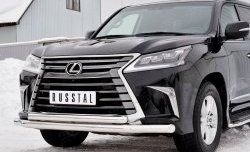 23 999 р. Защита переднего бампера (2 трубыØ76 и 63 мм, нержавейка) SLITKOFF Lexus LX450d J200 2-ой рестайлинг (2015-2022)  с доставкой в г. Пермь. Увеличить фотографию 4