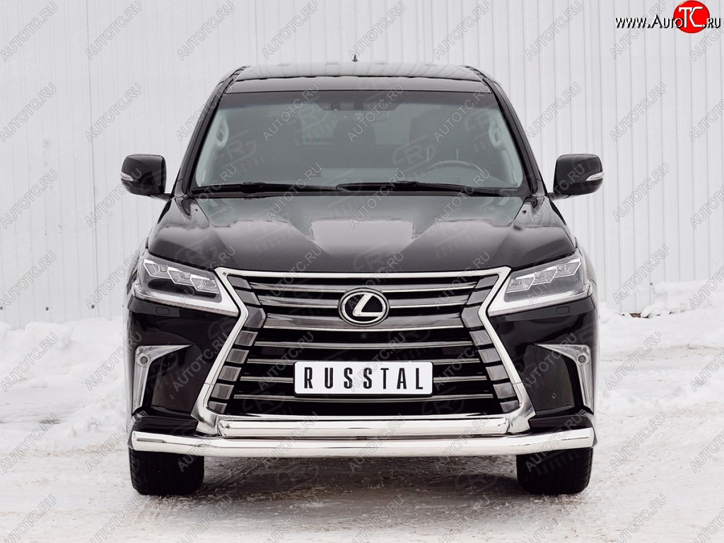 23 999 р. Защита переднего бампера (2 трубыØ76 и 63 мм, нержавейка) SLITKOFF Lexus LX450d J200 2-ой рестайлинг (2015-2022)  с доставкой в г. Пермь