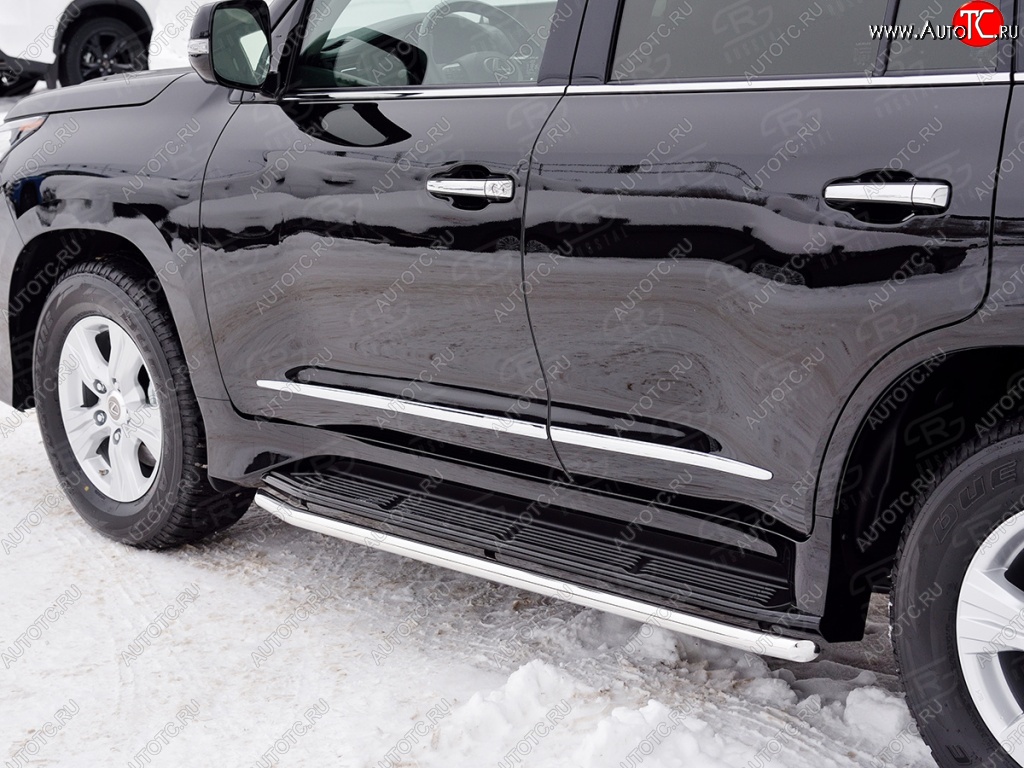 14 999 р. Защита порогов из круглой трубы диаметром 42 мм SLITKOFF  Lexus LX450d  J200 (2015-2022) 2-ой рестайлинг  с доставкой в г. Пермь