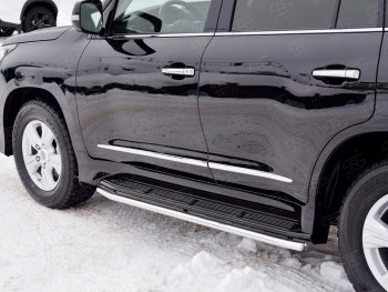 14 999 р. Защита порогов из круглой трубы диаметром 42 SLITKOFF v3 Lexus LX570 J200 2-ой рестайлинг (2015-2022)  с доставкой в г. Пермь. Увеличить фотографию 2