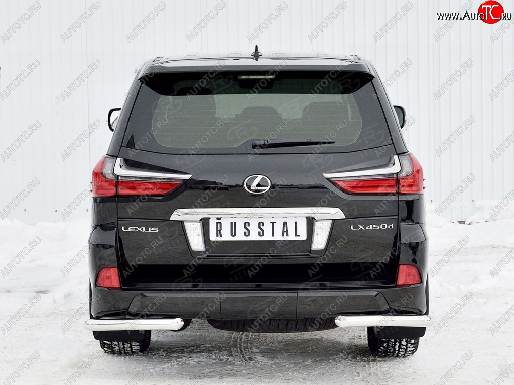 17 649 р. Защита заднего бампера (Ø63 мм уголки, нержавейка) SLITKOFF  Lexus LX450d  J200 (2015-2022) 2-ой рестайлинг  с доставкой в г. Пермь