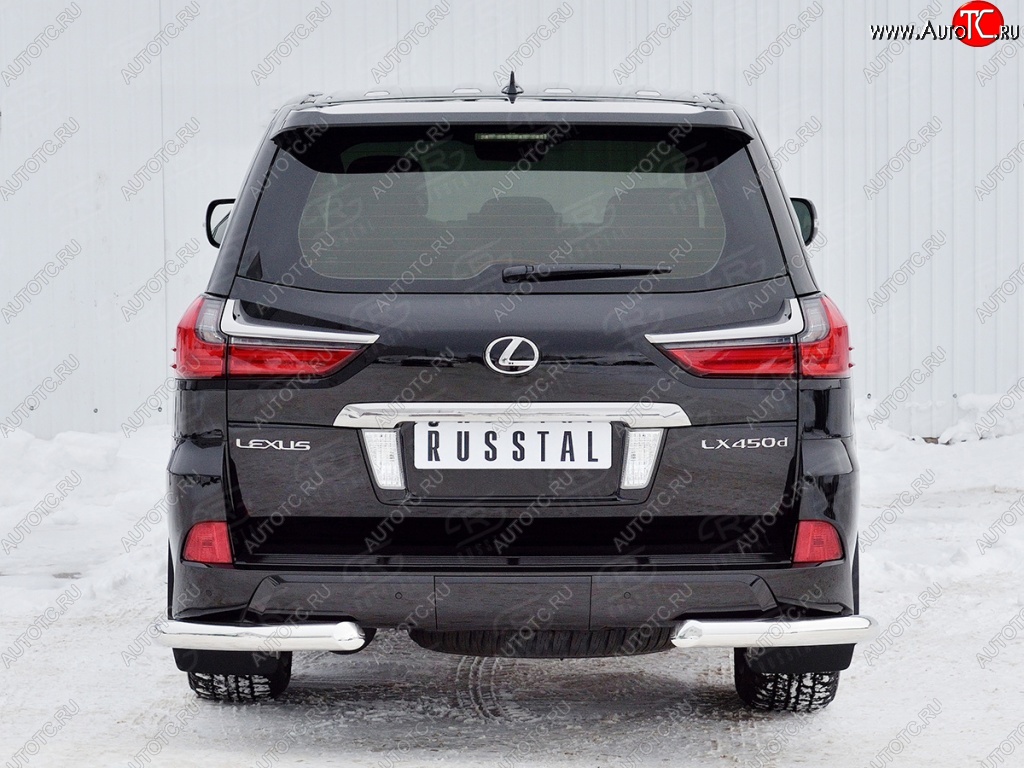 15 299 р. Защита заднего бампера (Ø76 мм уголки, нержавейка) SLITKOFF  Lexus LX450d  J200 (2015-2022) 2-ой рестайлинг  с доставкой в г. Пермь