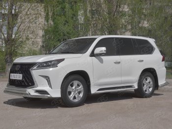 15 899 р. Защита переднего бампера (2 трубы Ø63 и 75х42 мм, нержавейка, TRD Superior) Russtal Lexus LX570 J200 2-ой рестайлинг (2015-2022)  с доставкой в г. Пермь. Увеличить фотографию 4