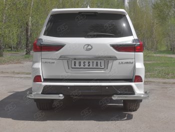 Защита заднего бампера (2 трубы Ø76 и 42 мм уголки, нержавейка) Lexus LX450d  J200 - LX570  J200