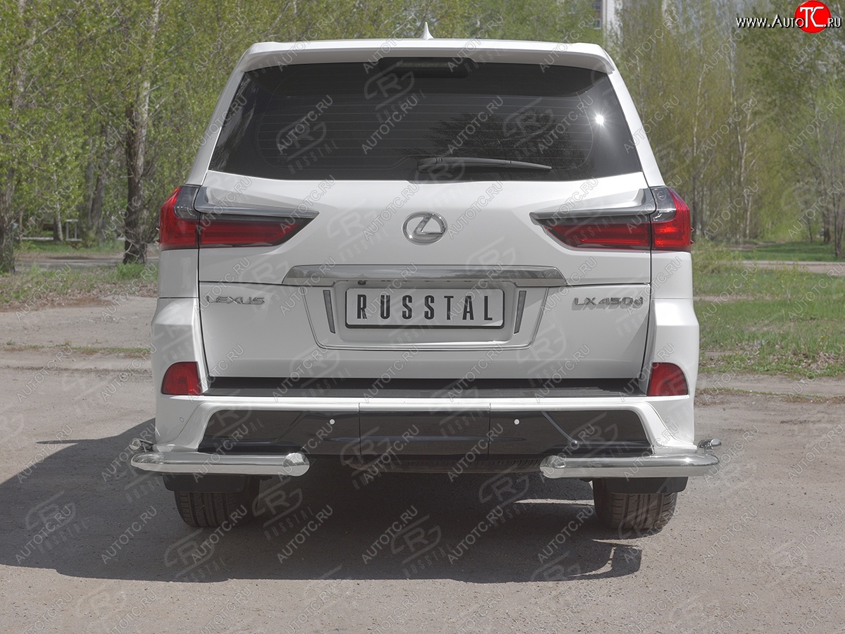 16 849 р. Защита заднего бампера (2 трубы Ø76 и 42 мм уголки, нержавейка)  Lexus LX450d  J200 - LX570  J200  с доставкой в г. Пермь