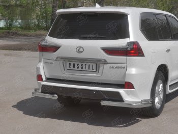 16 849 р. Защита заднего бампера (2 трубы Ø76 и 42 мм уголки, нержавейка)  Lexus LX450d  J200 - LX570  J200  с доставкой в г. Пермь. Увеличить фотографию 2