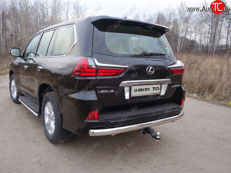 25 499 р. Защита заднего бампера (овальная) ТСС (нержавейка d75х42 мм)  Lexus LX450d  J200 - LX570  J200  с доставкой в г. Пермь
