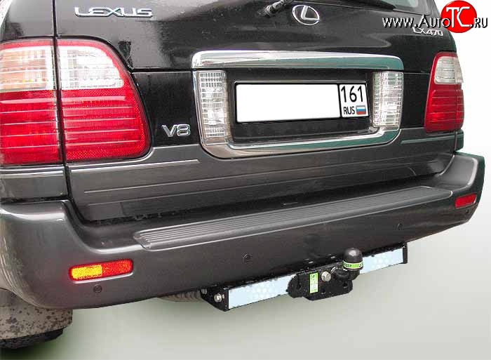 10 449 р. Фаркоп Лидер Плюс (с нержавеющей пластиной)  Lexus LX470  J100 (1998-2002), Toyota Land Cruiser  100 (1998-2007) (Без электропакета)  с доставкой в г. Пермь