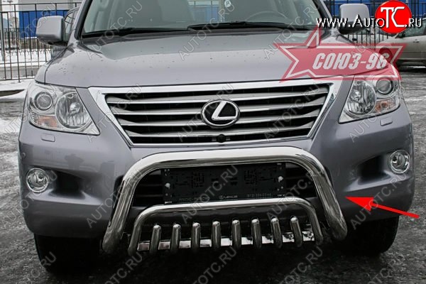 32 849 р. Защита переднего бампера Souz-96 (d76)  Lexus LX570  J200 (2007-2012) дорестайлинг  с доставкой в г. Пермь