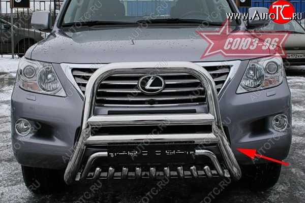 45 449 р. Защита переднего бампера Souz-96 (d76)  Lexus LX570  J200 (2007-2012) дорестайлинг  с доставкой в г. Пермь