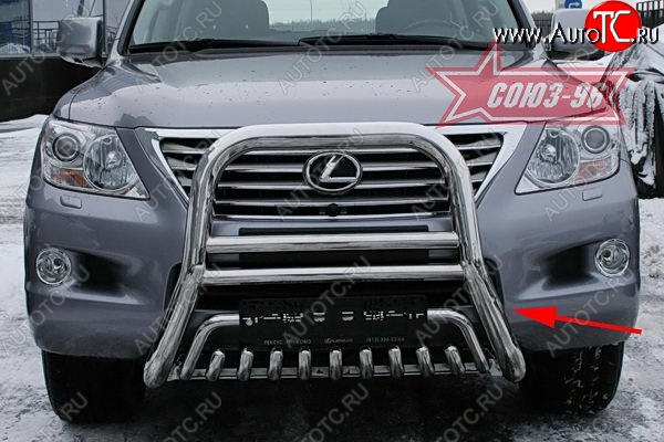 35 549 р. Защита переднего бампера Souz-96 (d76)  Lexus LX570  J200 (2007-2012) дорестайлинг  с доставкой в г. Пермь