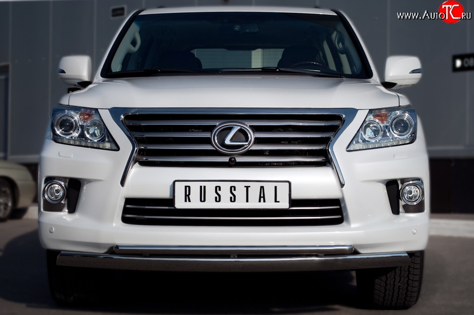 23 999 р. Защита переднего бампера (2 трубыØ42 и 75х42 мм, нержавейка) SLITKOFF Lexus LX570 J200 дорестайлинг (2007-2012)  с доставкой в г. Пермь