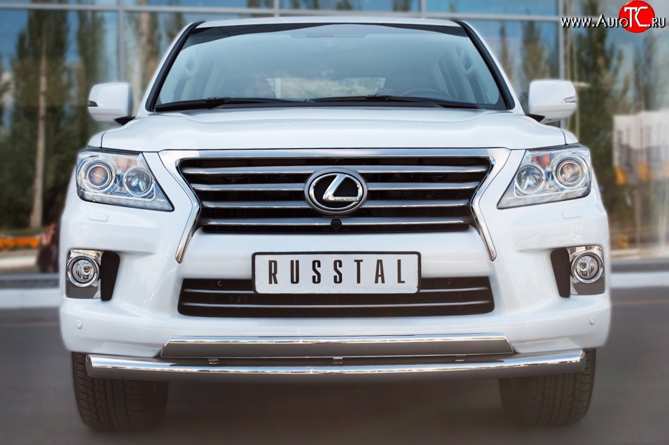 15 999 р. Защита переднего бампера (2 трубыØ76 и 63 мм, нержавейка) Russtal Lexus LX570 J200 дорестайлинг (2007-2012)  с доставкой в г. Пермь