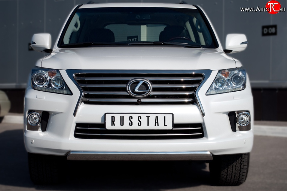 12 999 р. Защита переднего бампера Russtal из овальной трубы диаметром 75x42 мм Lexus LX570 J200 дорестайлинг (2007-2012)  с доставкой в г. Пермь