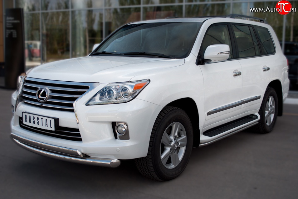 14 999 р. Защита порогов SLITKOFF из круглой трубы диаметром 42 мм (2012-н.в.)  Lexus LX570  J200 (2007-2012) дорестайлинг  с доставкой в г. Пермь