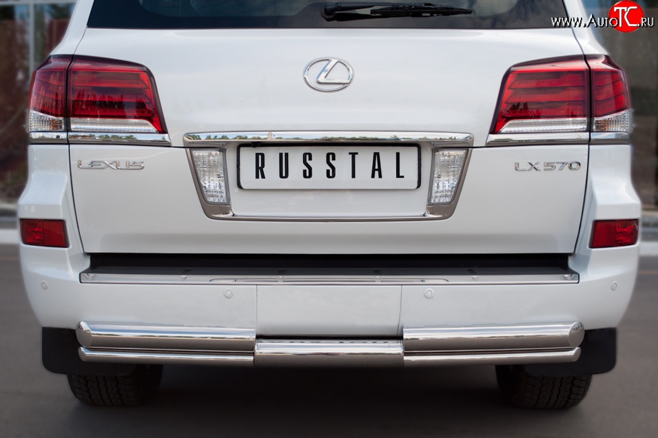 20 949 р. Защита заднего бампера (Ø76 и 42 мм, нержавейка) SLITKOFF Lexus LX570 J200 дорестайлинг (2007-2012)  с доставкой в г. Пермь