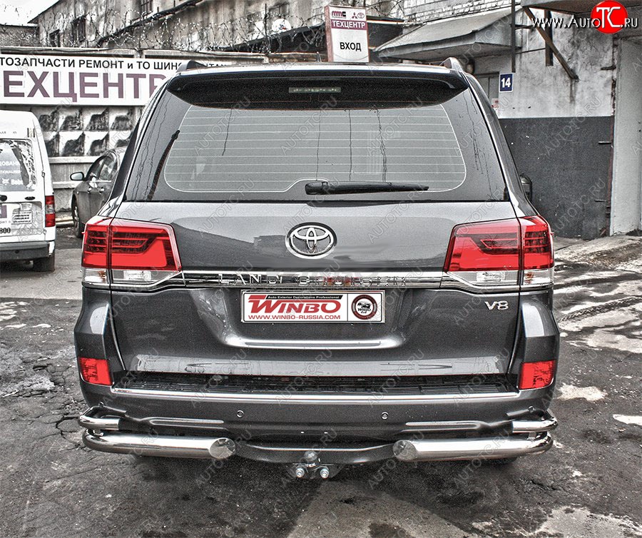 10 999 р. Защита заднего бампера WINBO (уголки, Ø76 и 38 мм, нержавейка) Lexus LX570 J200 дорестайлинг (2007-2012)  с доставкой в г. Пермь