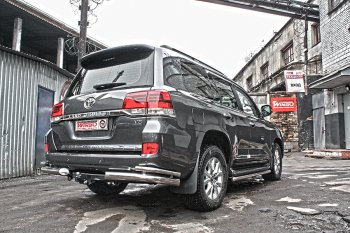 10 999 р. Защита заднего бампера WINBO (уголки, Ø76 и 38 мм, нержавейка) Lexus LX570 J200 дорестайлинг (2007-2012)  с доставкой в г. Пермь. Увеличить фотографию 2