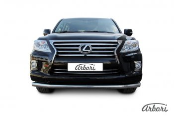 Защита переднего бампера Arbori (черная, 1 труба d76 mm). Lexus LX570  J200 (2012-2015) 1-ый рестайлинг