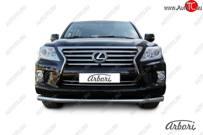 18 269 р. Защита переднего бампера Arbori (черная, 1 труба d76 mm).  Lexus LX570  J200 (2012-2015) 1-ый рестайлинг  с доставкой в г. Пермь