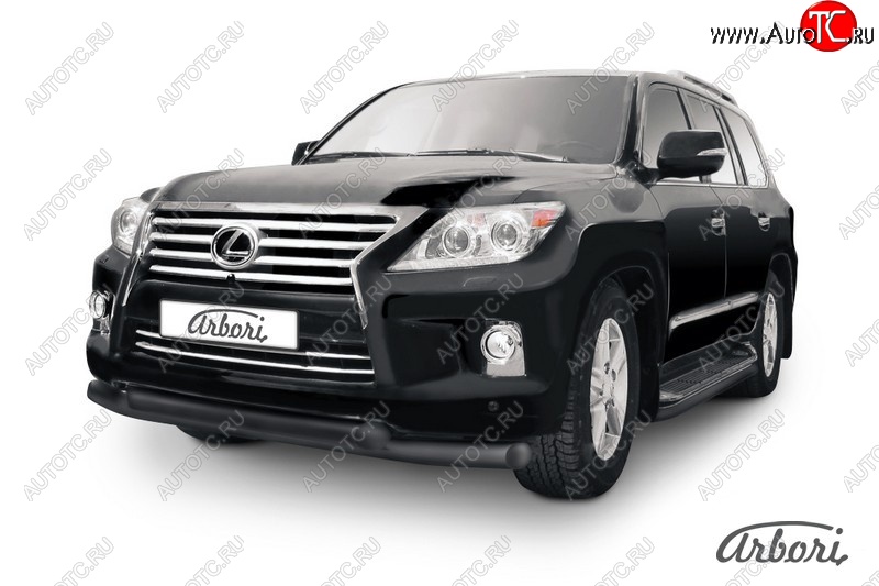3 799 р. Защита переднего бампера Arbori (черная, 2 трубы d76 mm)  Lexus LX570  J200 (2012-2015) 1-ый рестайлинг  с доставкой в г. Пермь