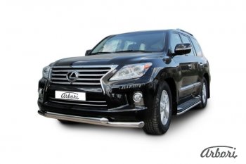 27 089 р. Защита переднего бампера Arbori (нержавейка, 2 трубы d76 mm)  Lexus LX570  J200 (2012-2015) 1-ый рестайлинг  с доставкой в г. Пермь. Увеличить фотографию 2