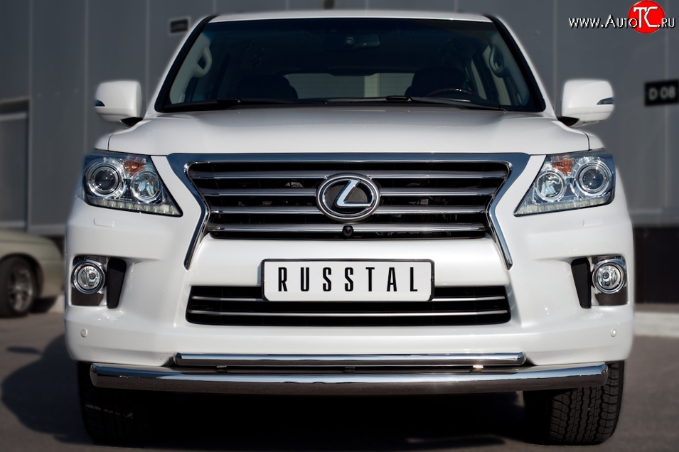 20 999 р. Защита переднего бампера (2 трубыØ76 и 42 мм, нержавейка) SLITKOFF  Lexus LX570  J200 (2012-2015) 1-ый рестайлинг  с доставкой в г. Пермь