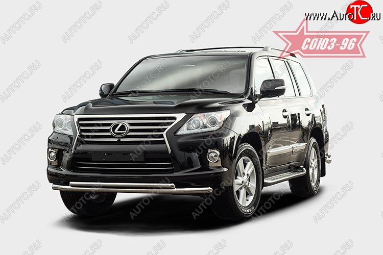8 189 р. Защита переднего бампера двойная Souz-96 (d60/42) Lexus LX570 J200 1-ый рестайлинг (2012-2015)  с доставкой в г. Пермь