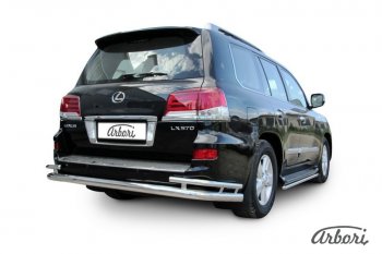 25 289 р. Защита заднего бампера Arbori (нержавейка, 2 трубы d76 и 42 mm).  Lexus LX570  J200 (2012-2015) 1-ый рестайлинг  с доставкой в г. Пермь. Увеличить фотографию 2