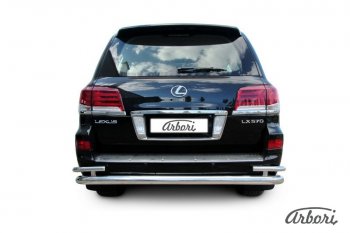 Защита заднего бампера Arbori (нержавейка, 2 трубы d76 и 42 mm). Lexus LX570  J200 (2012-2015) 1-ый рестайлинг