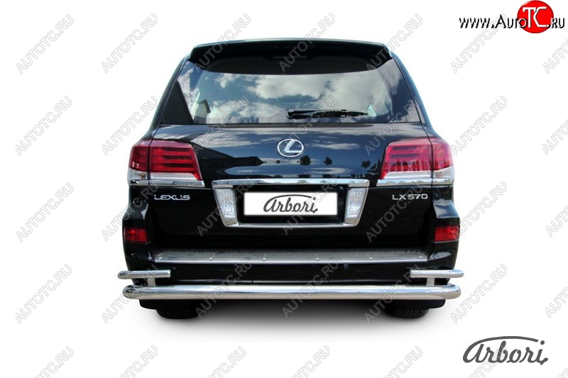 25 289 р. Защита заднего бампера Arbori (нержавейка, 2 трубы d76 и 42 mm).  Lexus LX570  J200 (2012-2015) 1-ый рестайлинг  с доставкой в г. Пермь