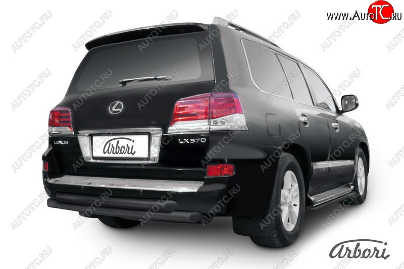 13 499 р. Защита заднего бампера Arbori (черная, 2 трубы d76 mm).  Lexus LX570  J200 (2012-2015) 1-ый рестайлинг  с доставкой в г. Пермь