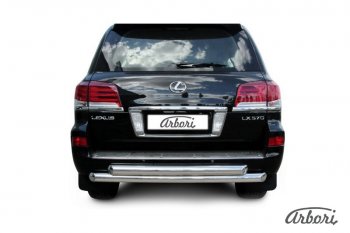 Защита заднего бампера Arbori (нержавейка, 2 трубы d76 mm). Lexus LX570  J200 (2012-2015) 1-ый рестайлинг