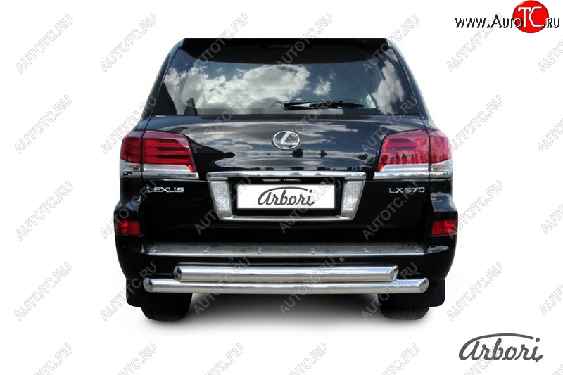 25 289 р. Защита заднего бампера Arbori (нержавейка, 2 трубы d76 mm).  Lexus LX570  J200 (2012-2015) 1-ый рестайлинг  с доставкой в г. Пермь